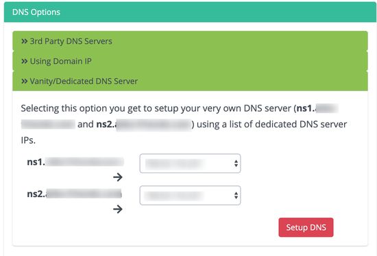 сервер Vanity DNS — выделенный IP-адрес