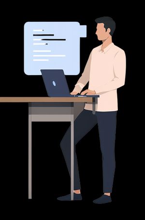 мужчина держит ноутбук, показывая основные компоненты SEO-кампании